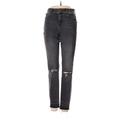 Express Jeans Jeans - Mid/Reg Rise Skinny Leg Denim: Black Bottoms - Women's Size 0 - Gray Wash