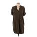 Anna Glover x H&M Casual Dress - Shift V Neck Short sleeves: Brown Print Dresses - Women's Size 4