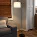 Latitude Run® Arc Floor Lamp - 63-Inch-Tall Modern Floor Lamp w/ Linen Shade & LED Bulb Metal in Black/Brown/White | Wayfair