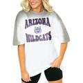 Women's Gameday Couture White/Gray Arizona Wildcats Campus Glory Colorwave Oversized T-Shirt