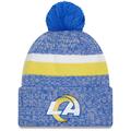 Youth New Era Royal Los Angeles Rams 2023 Sideline Cuffed Knit Hat With Pom