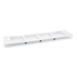 Front of the House SPT010WHP23 Rectangular Canvas Server w/ (4) Compartments - 12 1/2" x 3 1/4", Porcelain, White