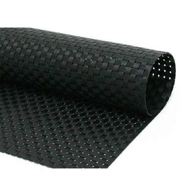 Front of the House XPM037BKV83 Rectangular Metroweave Woven Vinyl Placemat - 14" x 11", Black