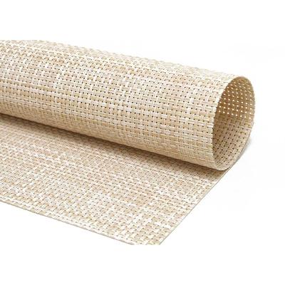 Front of the House XPM048NAV83 Square Metroweave Woven Vinyl Placemat - 14" x 13", Natural, Beige