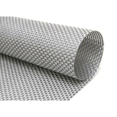 Front of the House XPM076SIV83 Rectangular Metroweave Woven Vinyl Placemat - 14" x 11", Pewter, Gray