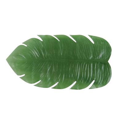 Front of the House XRU004GRV80 Leaf-Shaped Vinyl Placemat - 30" x 16", Green