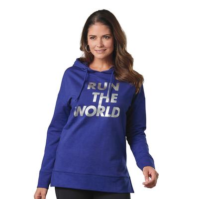 Vevo Active Women's Graphic Print Hoodie (Size 5X) Run the World, Cotton,Polyester