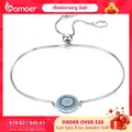 BAMOER Blue Round Evil Eye Chain Link Bracelet 100% 925 Sterling Silver Cubic Zirconia Lucky Eye