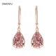 Natural Pink Quartz Drop Earrings for Women 18k Rose Gold Romantic Fashion Fine Jewelry Topaz