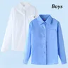 Jungen Schule Bluse Hemd Langarm Weißes Hemd Sky Blue Formale Bluse Top Für Student Altersgruppen