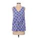 Banana Republic Factory Store Sleeveless Blouse: Blue Plaid Tops - Women's Size X-Small