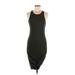 Casual Dress - Bodycon Scoop Neck Sleeveless: Green Solid Dresses - Women's Size Medium