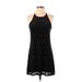 Aqua Cocktail Dress - A-Line Halter Sleeveless: Black Solid Dresses - Women's Size Small