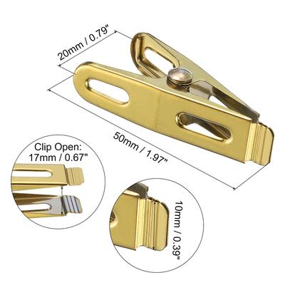 50Pcs Stainless Steel Clothespins Multipurpose Laundry Pegs - 50mm Gold