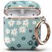 TATOFY Case Cover for AirPods 1&2 Stylish AirPods Case for Women Girls Flower Patterns Protective Hard Case with Clip (Cyan)