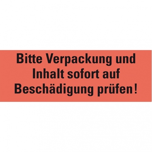 Dreifke® Hinweisetikett Bitte Verpackung..., leuchtrot, Haftpapier, perm., 147x50mm, 250/RO Image