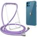 Compatible with iPhone 12/iPhone 12 Pro Clear Case with Adjustable Lanyard Soft Slim TPU Shockproof Protective Crossbody Case for iPhone 12/12 Pro 6.1 inch-Purple