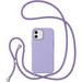 Crossbody Case for iPhone 12/12 Pro 6.1 Liquid Silicone Case with Adjustable Neck Cord Strap Shockproof Soft Slim TPU Protective Cover for iPhone 12 & iPhone 12 Pro-Purple