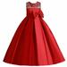 OGLCCG Flower Girl s Tulle Lace Maxi Wedding Dress Sleeveless Princess Long Dress Birthday Pageant Party Dance Evening Gown 4-10T