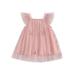 Bagilaanoe Toddler Baby Girl Tulle Dress 3D Flower/Butterfly Fly Sleeve A-line Princess Dresses 6M 12M 2T 3T 4T 5T Kid Summer Swing Sundress