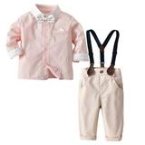 Spring Savings Clearance 2024! TUOBARR Toddler Boy Fall Outfits Toddler Baby Boys 2Pcs Clothing Sets Elegant Long Sleeve Shirts with Pants Party Suit Gentleman Clothes Formal Suit Pink 1 Years