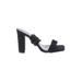 Charlotte Russe Heels: Slip On Chunky Heel Casual Black Solid Shoes - Women's Size 10 - Open Toe
