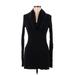 Splendid Casual Dress - Mini Plunge Long sleeves: Black Print Dresses - Women's Size Medium