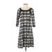 Sophia Eugene Casual Dress - A-Line Scoop Neck 3/4 sleeves: Black Color Block Dresses - Women's Size Small