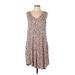 24/7 Maurices Casual Dress - A-Line Scoop Neck Sleeveless: Tan Leopard Print Dresses - Women's Size Large