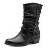 Cowboy Stiefelette MARCO TOZZI, Damen, Gr. 42, schwarz, Lederimitat, klassisch, Schuhe Cowboyboots Cowboy-Stiefelette Stiefelette, Blockabsatz, Kurzstiefel, Westernstiefelette mit Flecht-Zierriemchen