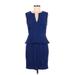 Adrianna Papell Casual Dress V Neck Sleeveless: Blue Print Dresses - Women's Size 8