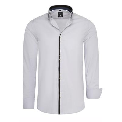 Langarmhemd RUSTY NEAL, Herren, Gr. XXXL, EURO-Größen, grau, 97% Baumwolle, 3% Elasthan, mehrfarbig, casual, Langarm, Hemden, mit trendigem Doppelknopf-Verschluss Image