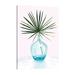 Bay Isle Home™ 'Statement Palms I' Graphic Art Print on Wrapped Canvas in Blue/Green/Pink | 42" H x 28" W x 1.5" D | Wayfair