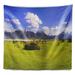 East Urban Home Landscape Green Bavaria Field Panorama Tapestry Polyester in Blue/Gray/Green | 78 H x 92 W in | Wayfair