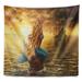 East Urban Home Seascape Sea Mermaid w/ Ghost Ship Tapestry Polyester in Brown | 78 H x 92 W in | Wayfair 7374D85E00F64459869A350FF1D9F884