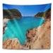 East Urban Home Seascape Saladeta Ibiza in San Antonio Tapestry Polyester in Black/Blue/Brown | 68 H x 80 W in | Wayfair