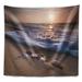 East Urban Home Beach Waves Approaching Seashells on Sand Tapestry Metal in Black/Gray | 32 H x 39 W in | Wayfair B9035C3DDE624DCABF69DBA003A4EF78