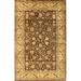 Brown 96 x 60 x 0.25 in Area Rug - Isabelline Oriental Handmade Hand-Knotted Rectangle 5' x 8' Area Rug in Rust/Yellow/Orange | Wayfair