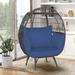 Dakota Fields Donavan Patio Chair w/ Cushions Metal/Wicker/Rattan in Blue | 57 H x 43 W x 32.5 D in | Wayfair 5A61D5A6A88E4E9E9207B599AC453D79