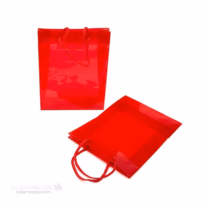 Red Clear Colored Glossy Gift Bags 8 5/8" x 3" x 10 3/4" 10 pack