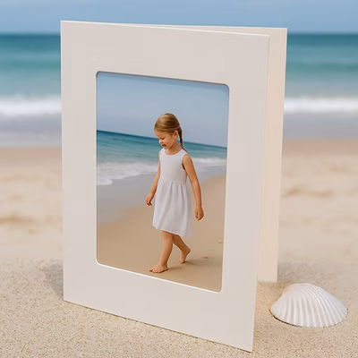 5 1/8" x 7" Natural Frame Card with 3 1/2" x 5 1/2" Window Cut for 4" x 6" print 25 Pieces