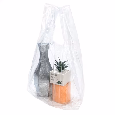 Large Size Clear Poly Handle Shopping Bags - for Take Out Orders & Retail Merchandise Bag Size: 14 1/2" x 10 1/2" x 30" 100 Bags |