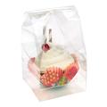 Clear Gusset Bag plus Single Cupcake Tray Insert Set for Single Cupcakes or Muffins Bag Size 4" x 4" x 9" 100 Sets Crystal Clear Bags