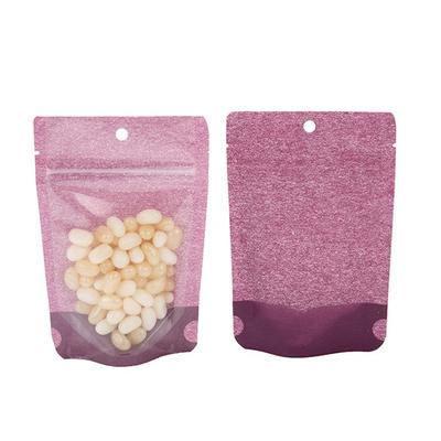 Small Harvest Purple Rice Paper Stand Up Zipper Pouch Bags with Clear Front - Holds 2 oz. Size: 4