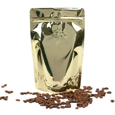 Coffee Bags Shimmer Gold Valve Pouches 5 7/8