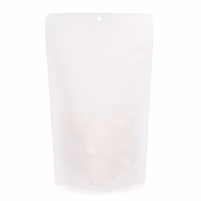 White Kraft Eco Stand Up Pouch without Zipper 6 3/4" x 3 1/2" x 11 1/4" 100 pack SUPEK4W