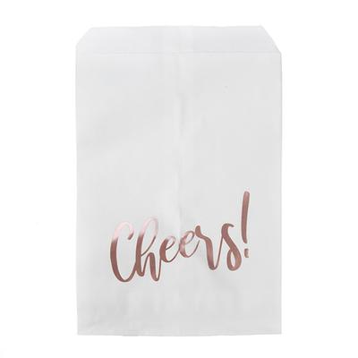 White Paper Rose Gold Cheers Treat Bags 100 Pack 5...