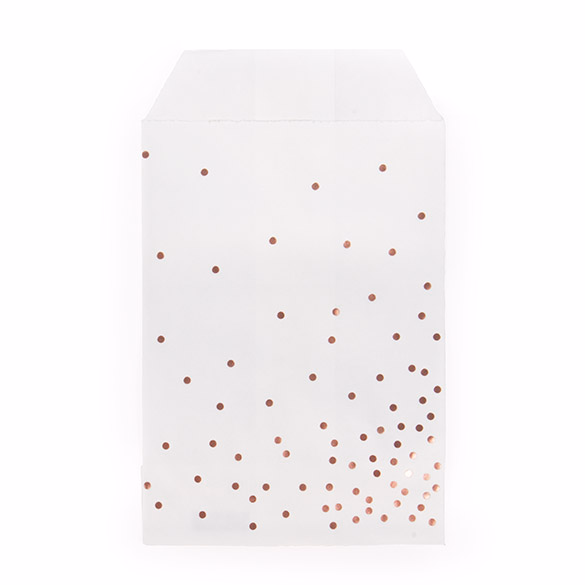 Paper Treat Bags Rose Gold Dots 3" x 5" 100 pack GPB35RD