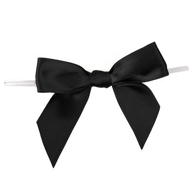 Black Pre-tied Bow 3 1/2" 25 pack