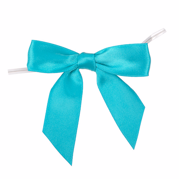 Turquoise Pre-tied Bow 3 1/2" 25 pack